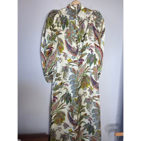 NWT Alemais High Neck Long Puff Sleeves Buttoned Cuffs Ivy Gown Cream Size: 2 - Picture 7 of 8